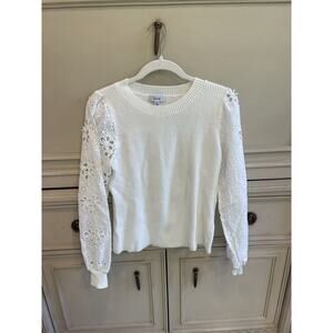 Fate Ribbed Crew Neck Sweater‎ White Lace Sleeve Medium